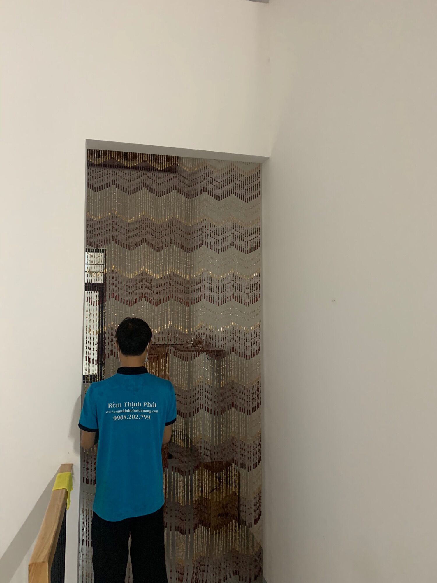 Màn rèm che phòng thờ, che phòng khách sang trọng, màn che bàn thờ mẫu "Khúc Nâu Cafe"( Làm theo KT yêu cầu)