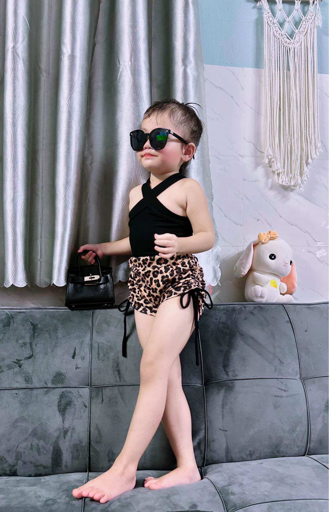 Set Quần Beo Xinh Bé Gái Cá Tính