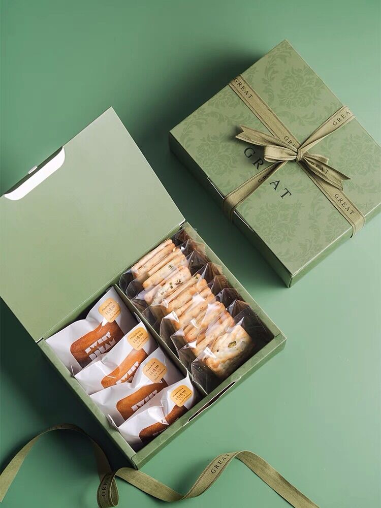Set 5 Hộp xanh Great đựng bánh quy, bánh thuyền, kẹo nougat