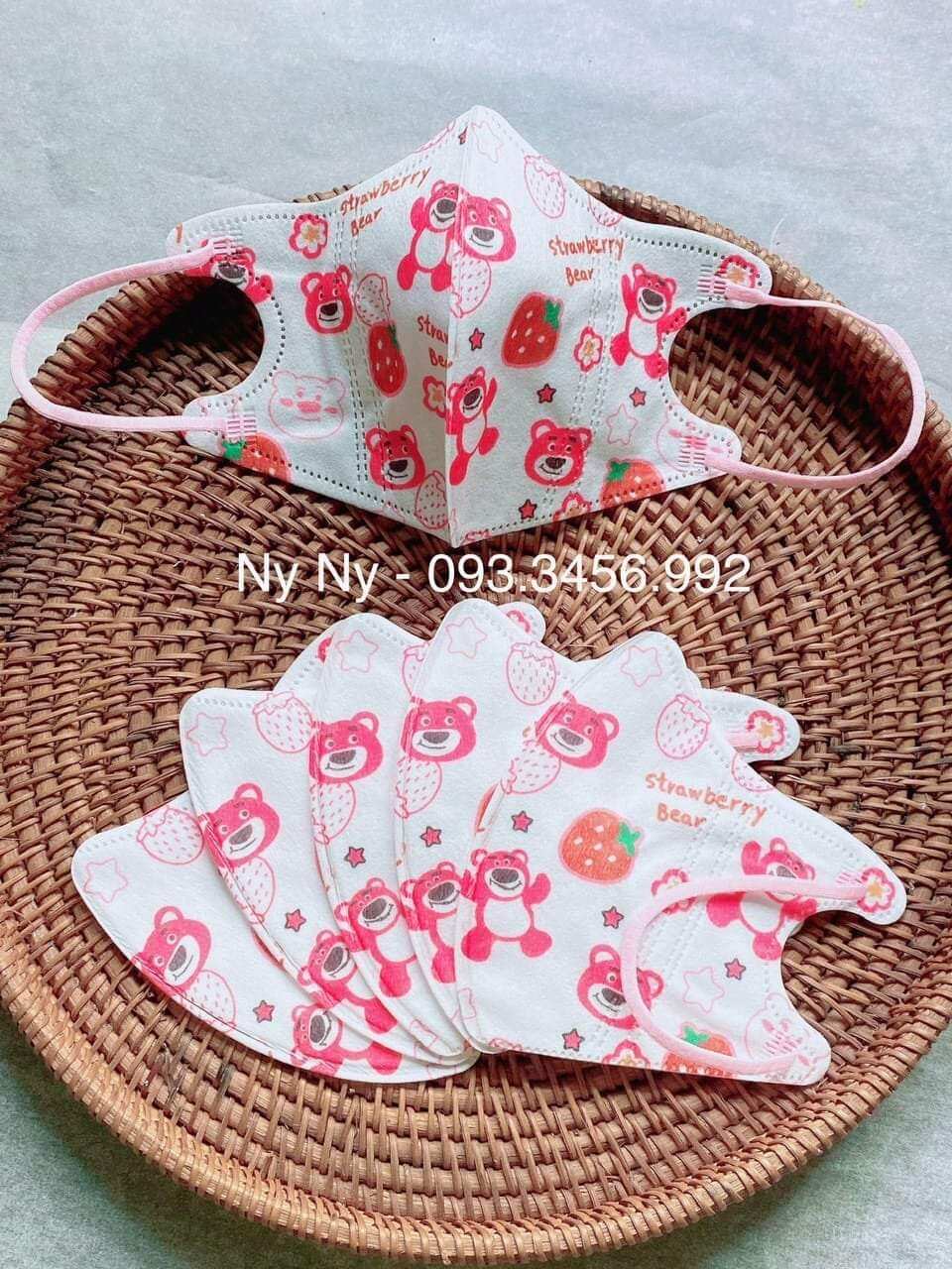 Gói 10 khẩu trang gấu dâu cho bé từ sơ sinh đến 10 tuổi ngẩu nhiên