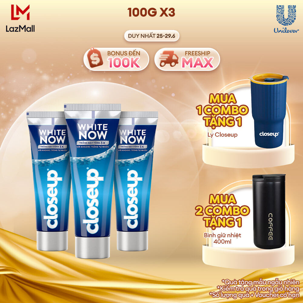 Bộ 3 Kem đánh răng Close Up Khoáng Trắng Tự Nhiên 100g