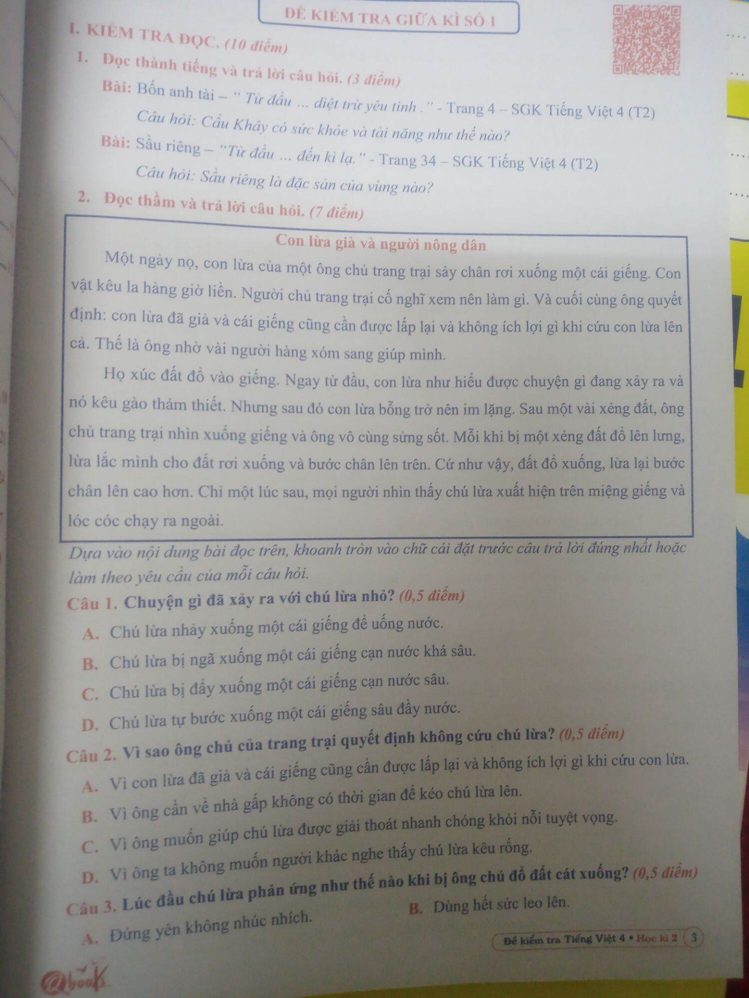 SÁCH -[Lớp 4 - hk2 ]-   Đề kiểm tra tiếng việt 4 hk2