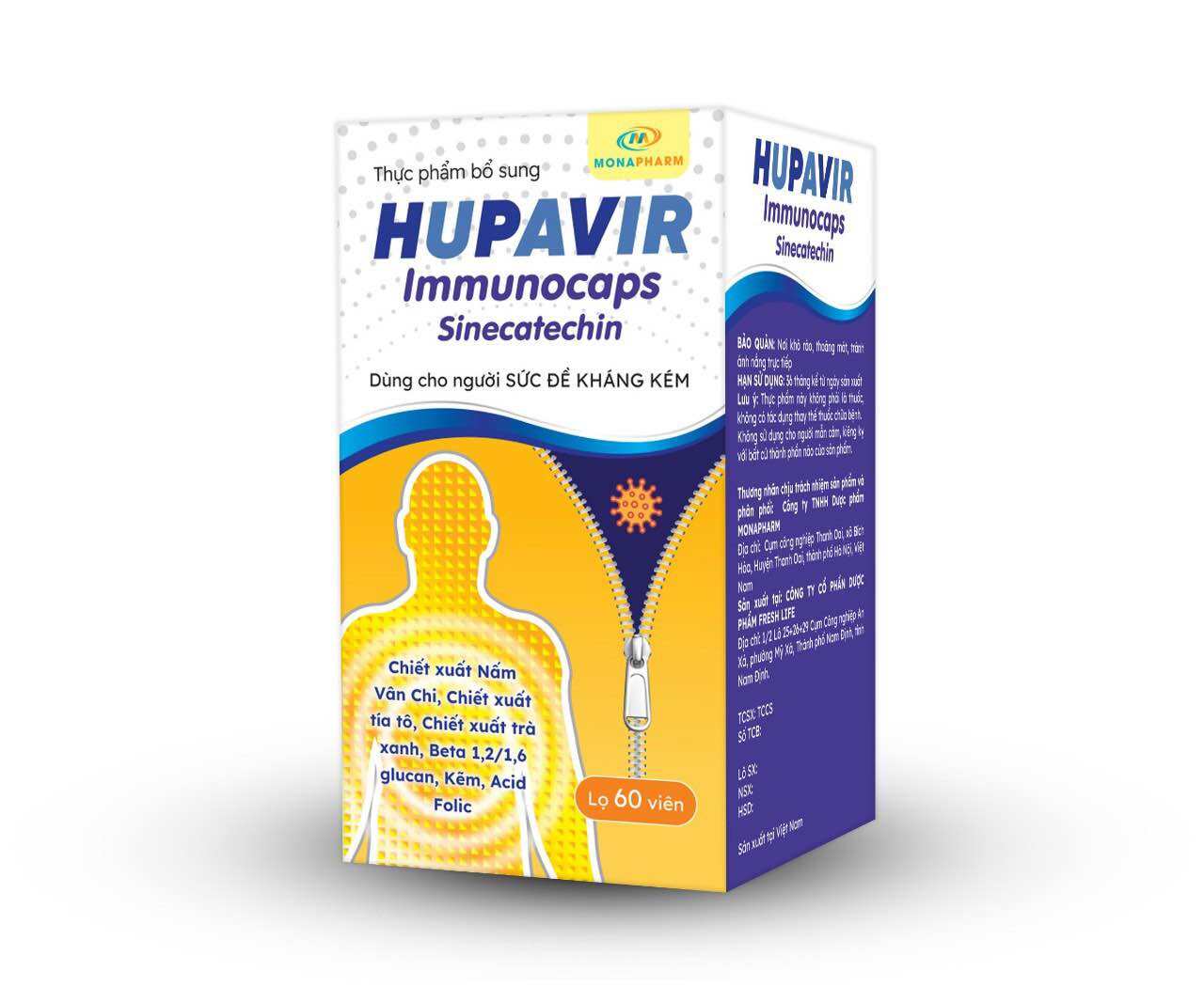 {Che tên} Viên uống Hupavir Immunocaps tăng đề kháng hộp 60 viên - Hỗ trợ tăng đào thải hpv, sùi mào gà cho nam và nữ