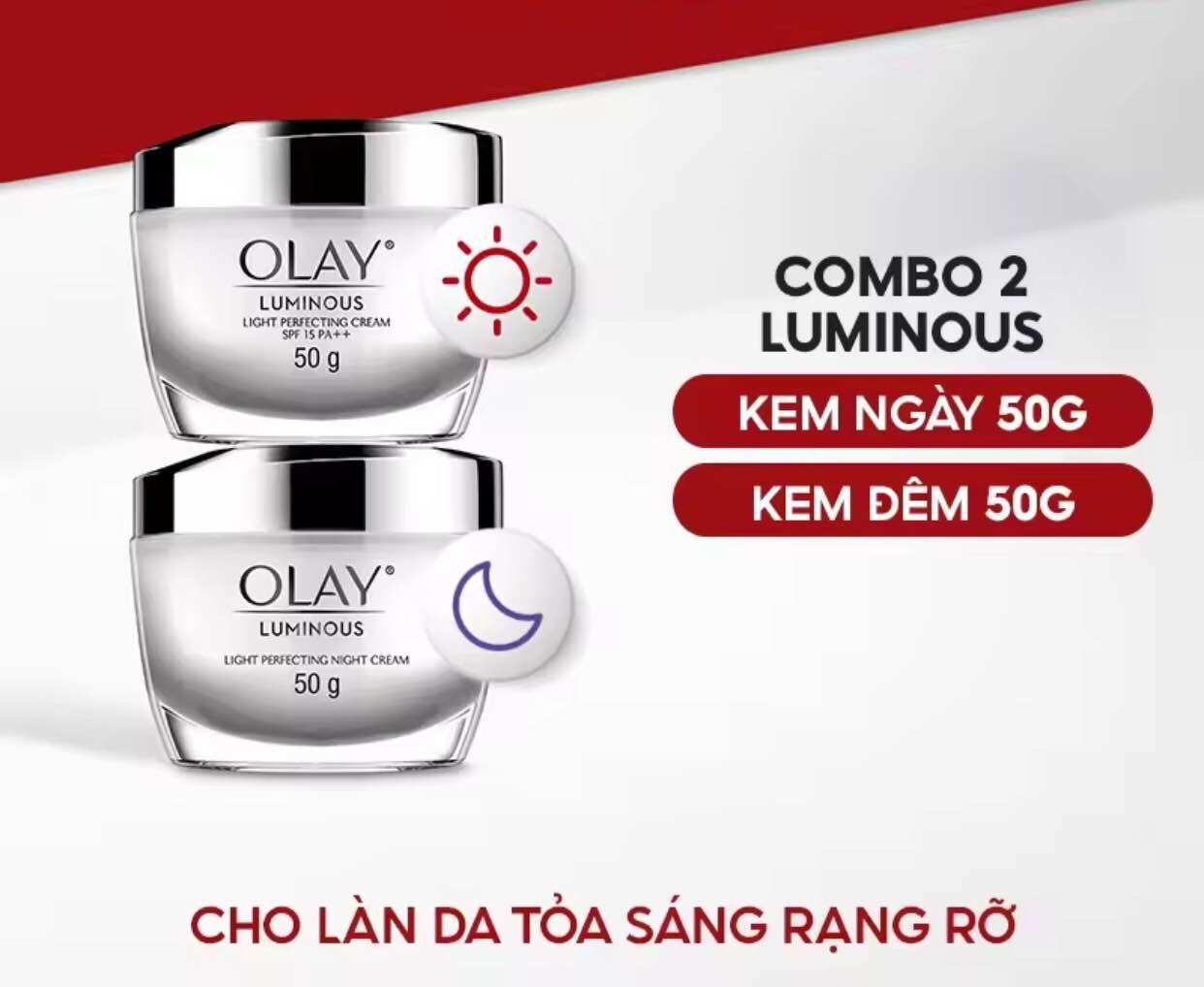 Combo kem dưỡng da trắng sáng olay luminous ngày đêm 50gr