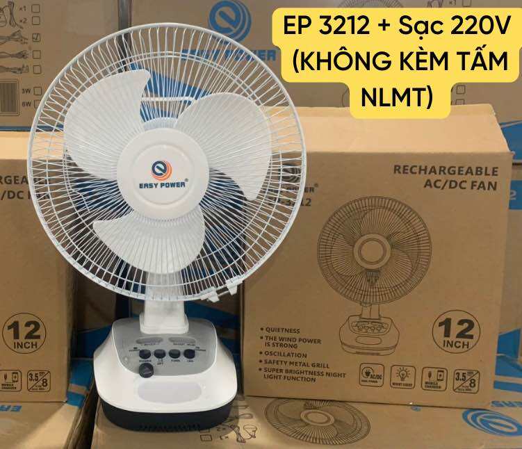 Quạt Tích Điện Cỡ Lớn Easy Power EP 3616 Quạt Cây Sạc Năng Lượng Mặt Trời 16 Inch AC/DC Điều Khiển T