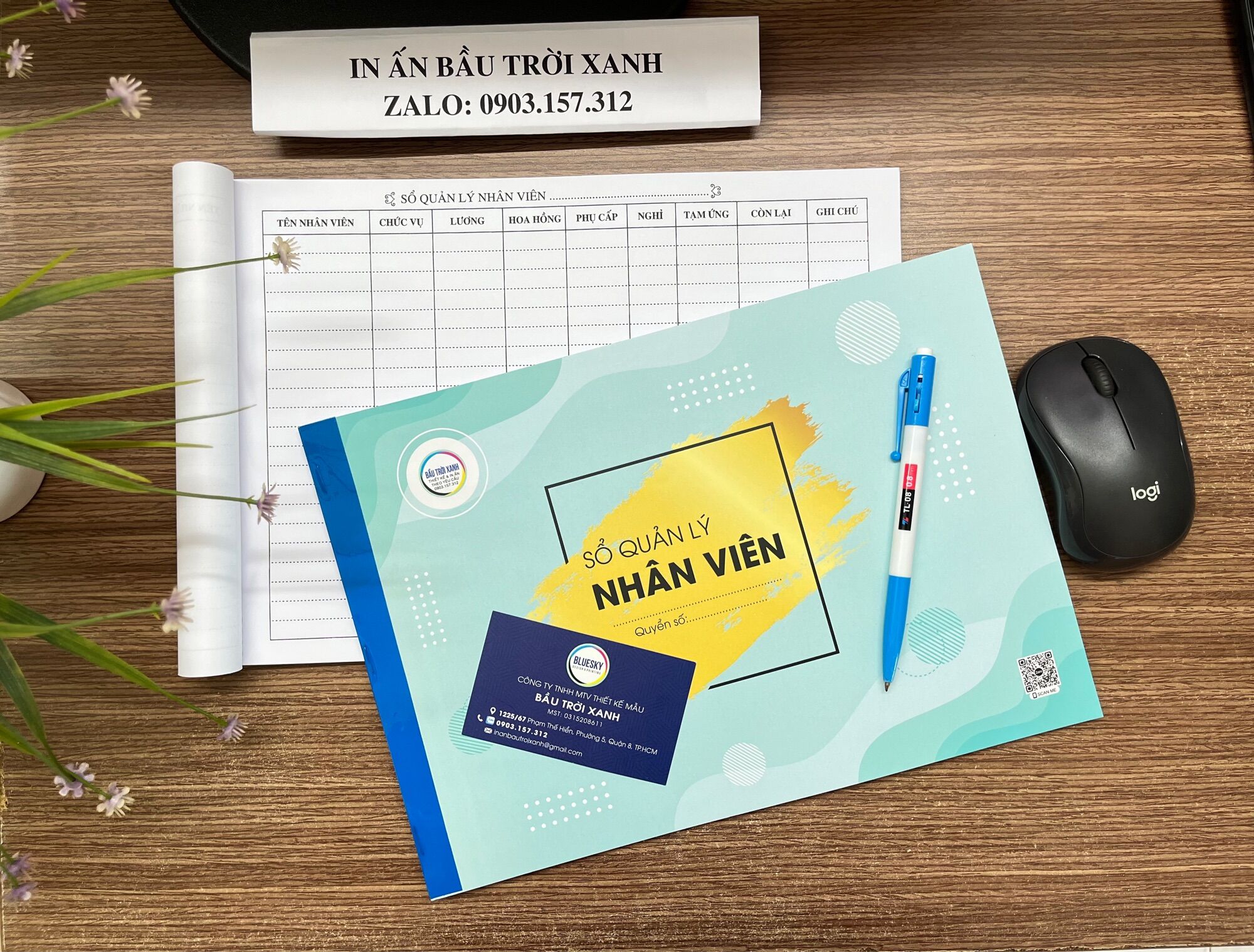 Sổ chấm công khổ A4 , giấy dày, 50 tờ/quyển