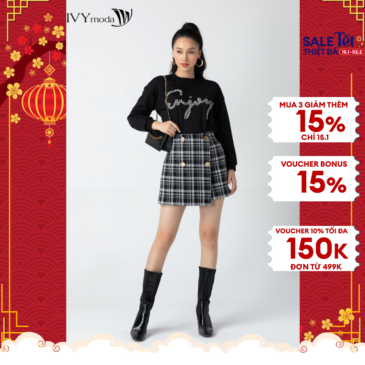 [TỪ 15-19.1|VOUCHER 150K] Áo thun nữ sweater Enjoy IVY moda MS 58B8798