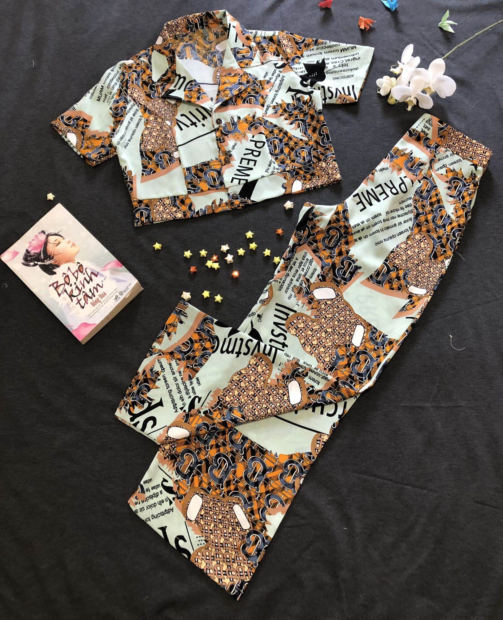 bộ croptop quần ống rộng mango