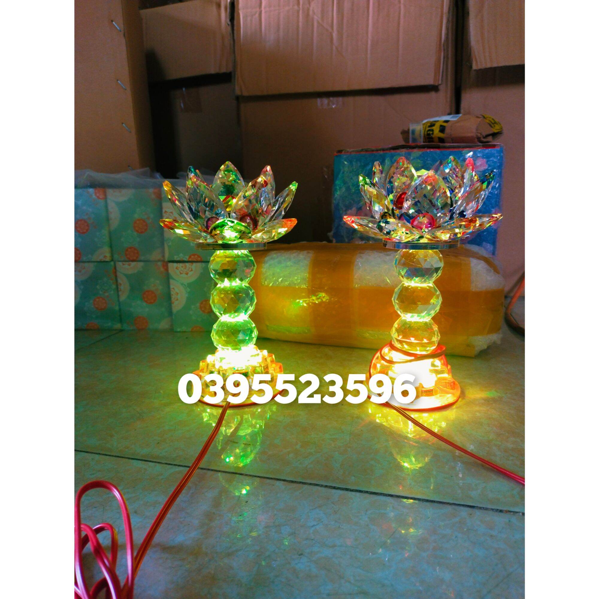 Đèn thờ cúng.sen pha lê 22cm