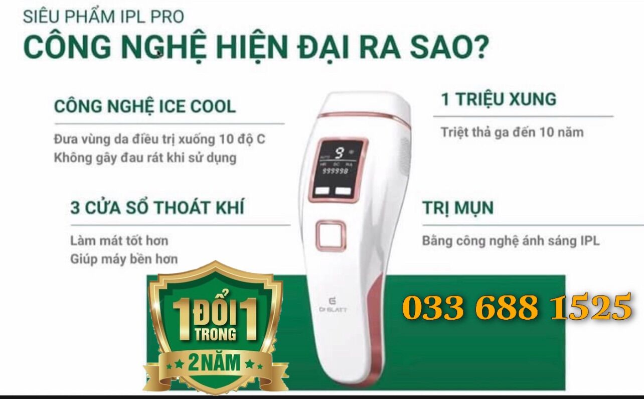 Máy triệt lông Dr Glatt Pro ĐỨC triệt lạnh+ trị mụn+trẻ hóa da