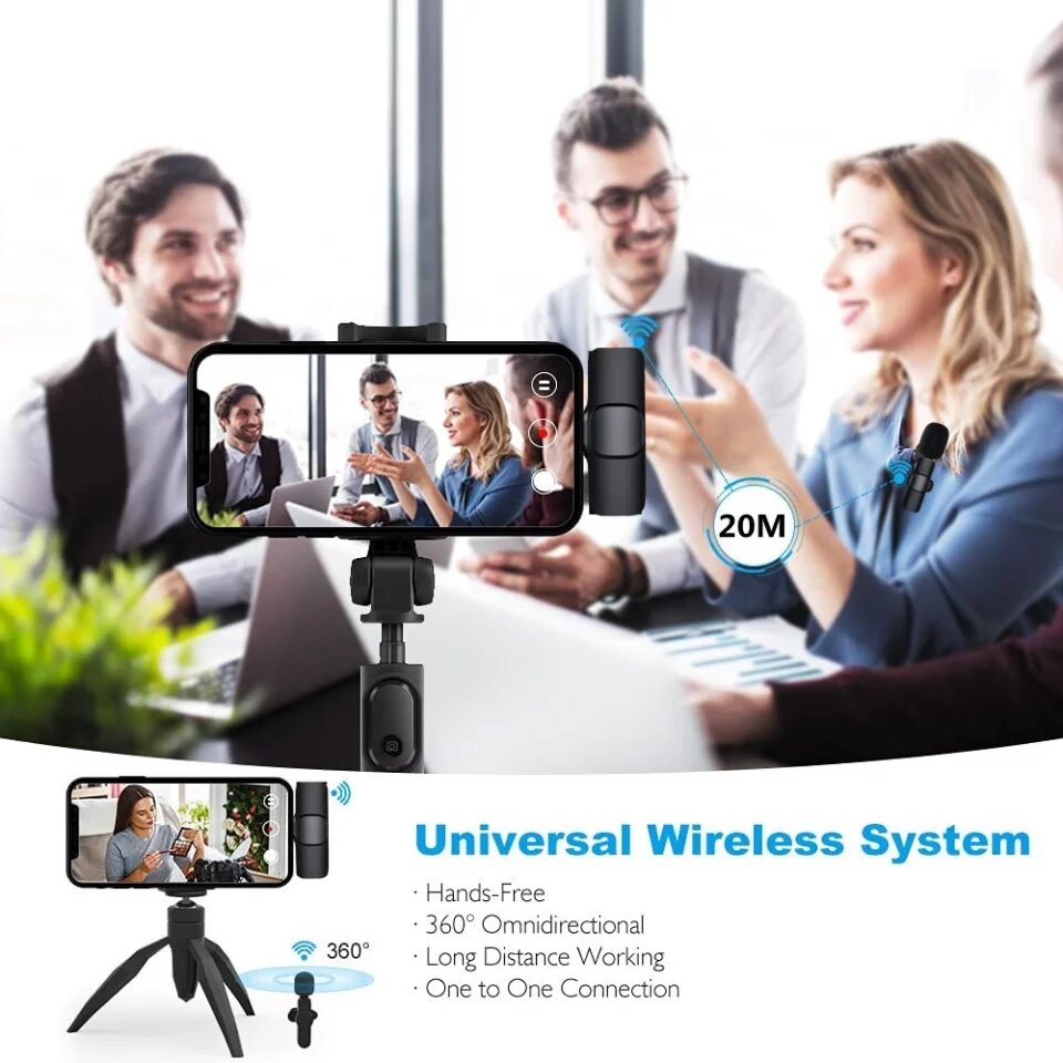 Mic cài áo không dây cho cho điện thoại Android Iphone (loại 1 mic) giúp quay phim thu âm live stream siêu rõ nét