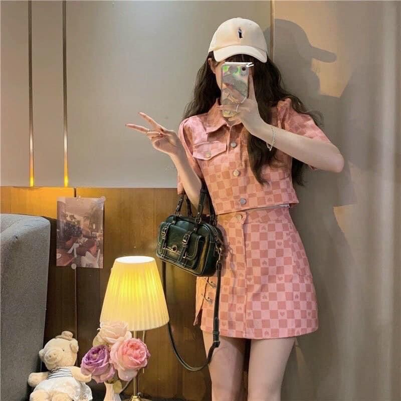 (SHOP TÁO ĐỎ BIGSIZE 50kg đến 90kg) set áo + chân váy trẻ trung
