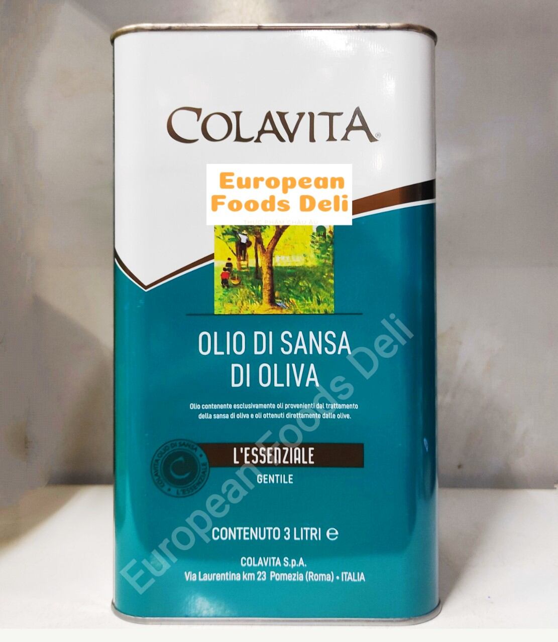 Dầu Ô Liu Cao Cấp Colavita Oliu Olio Di Sansa Oliva Italia can 3 Lít