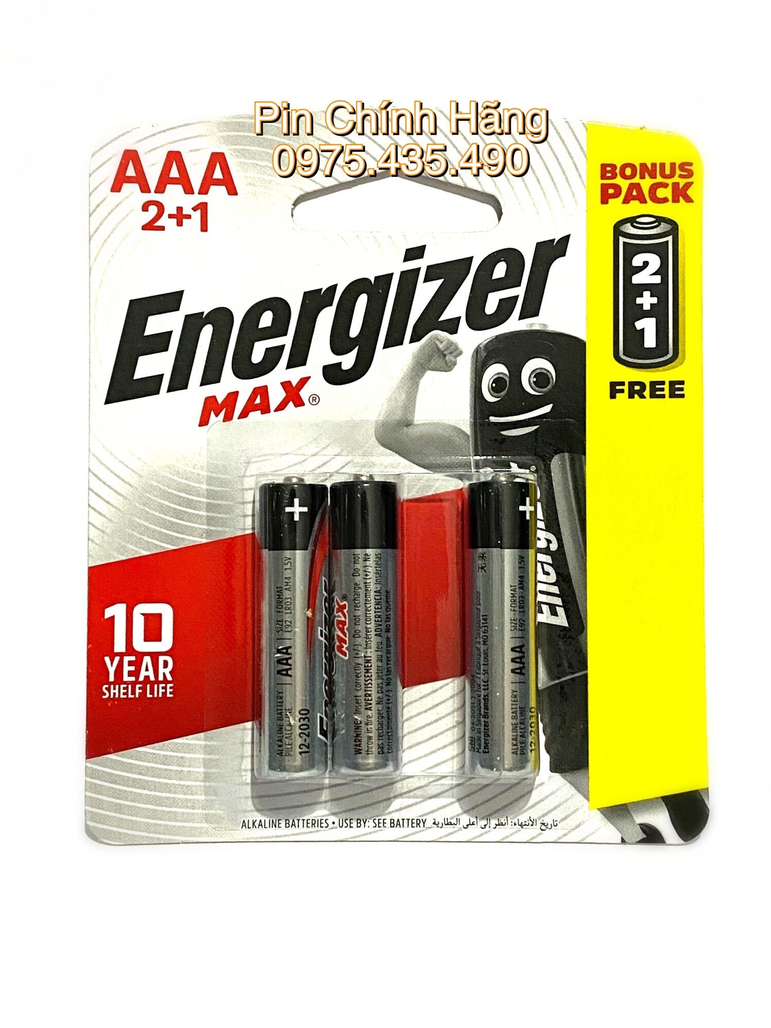 Pin AAA Energizer Alkaline E92BP2+1 Chính Hãng Vỉ 3 Viên