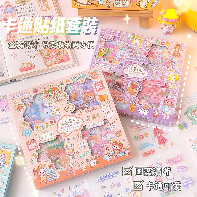 🌸Hộp 32 tấm sticker trang trí sổ bìa sách mẫu mới🌸