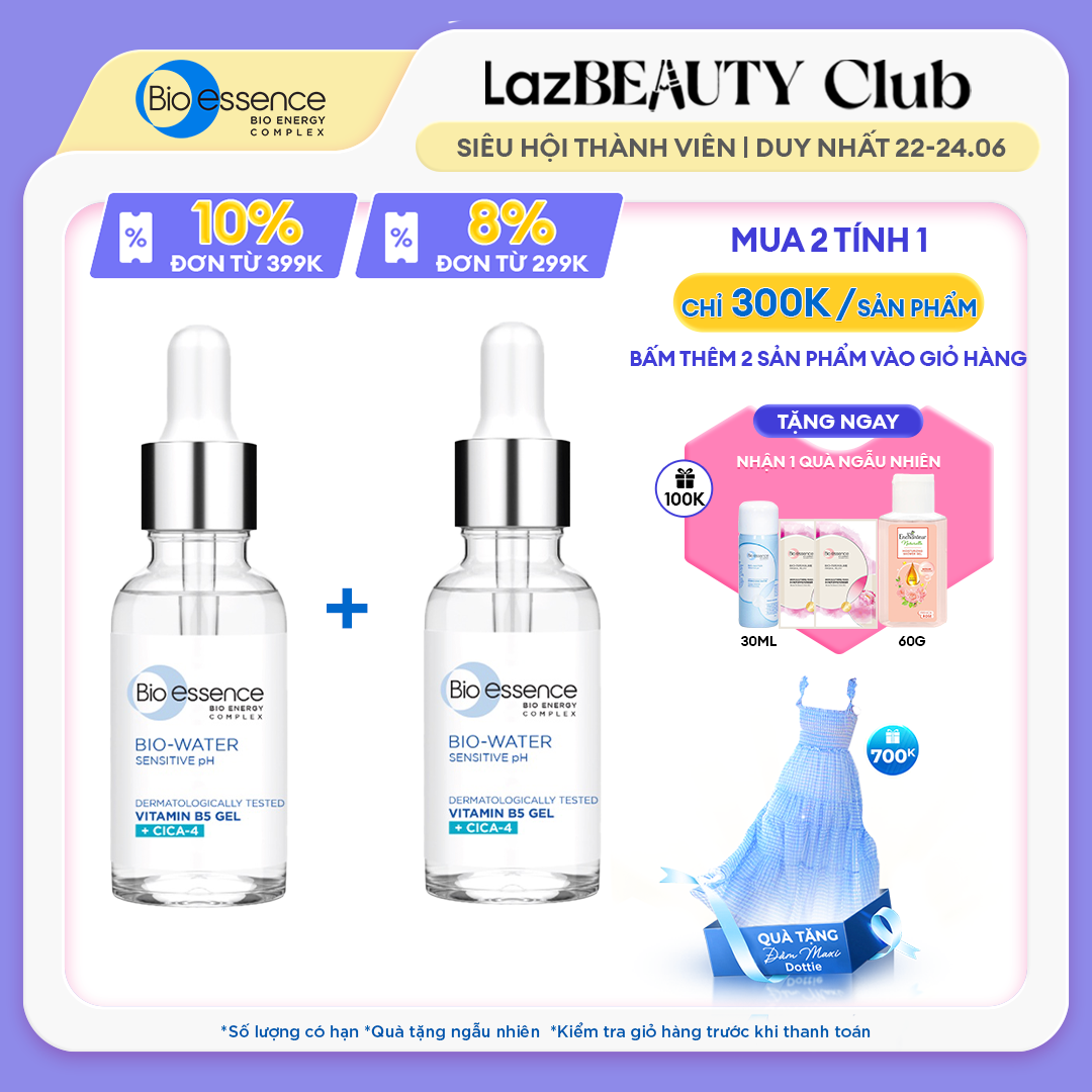 [MUA 2 TÍNH TIỀN 1] Tinh chất serum phục hồi và cấp ẩm Bio-Essence Bio-Water Bio gel Vitamin B5 + Cica-4 30ml/chai