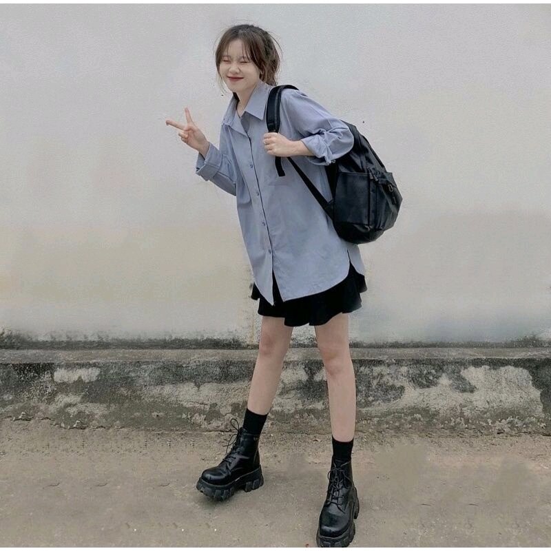 Áo sơ mi basic nữ ulzzang chất thô ( fom rộng )