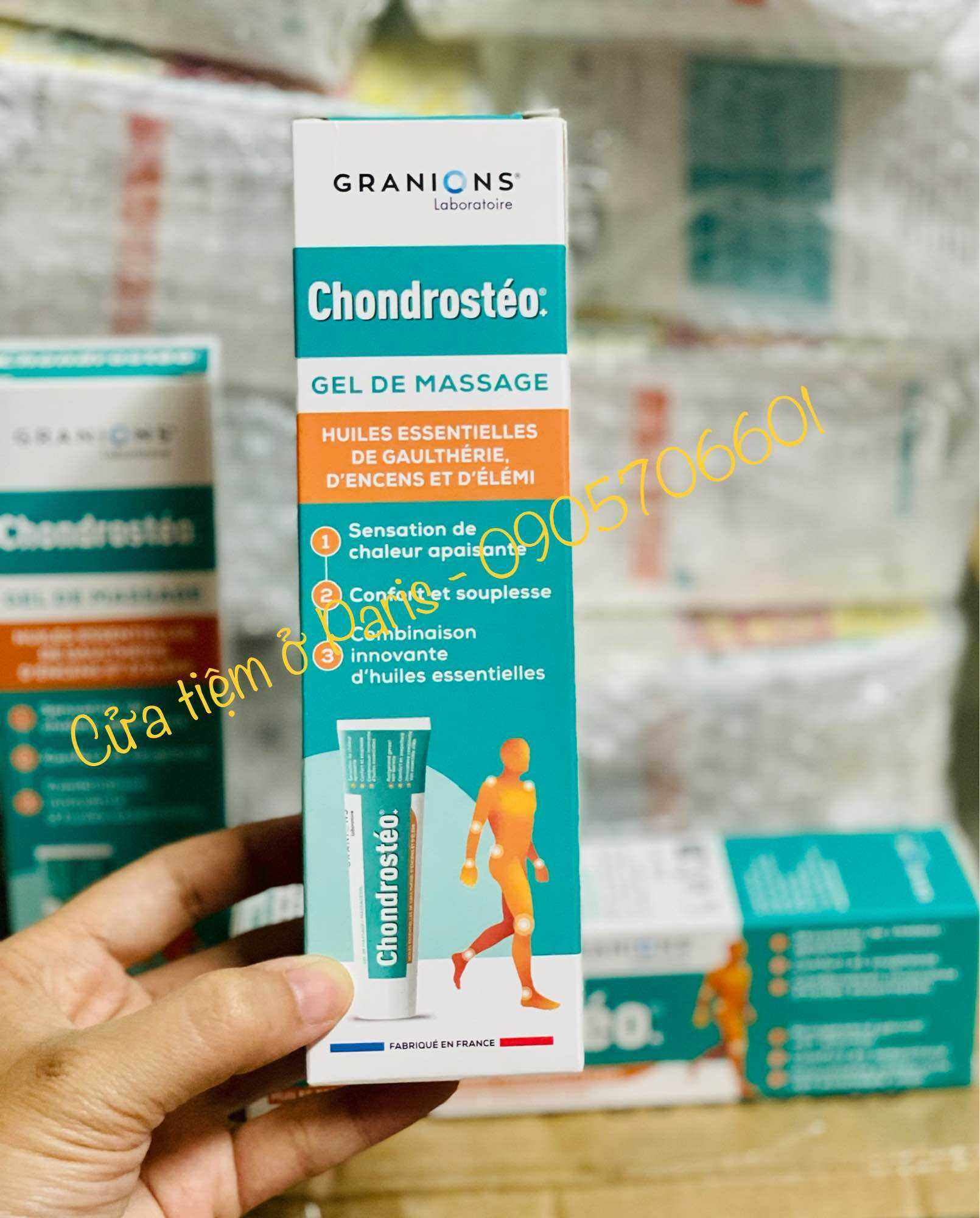 GEL BÔI KHỚP GIẢM MỎI VAI GÁY, XƯƠNG KHỚP 100ml CHONDROSTEO GRANIONS (Pháp)