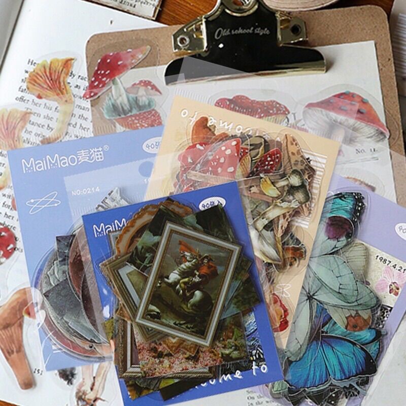 Set 40 miếng dán sticker trang trí dạng trong cổ điển