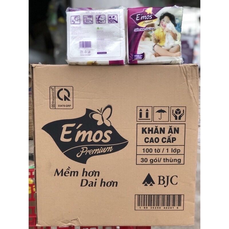 Nguyên thùng giấy ăn EMOS vuông loại tốt đủ 100 tờ 1 thùng 30 gói thumbnail