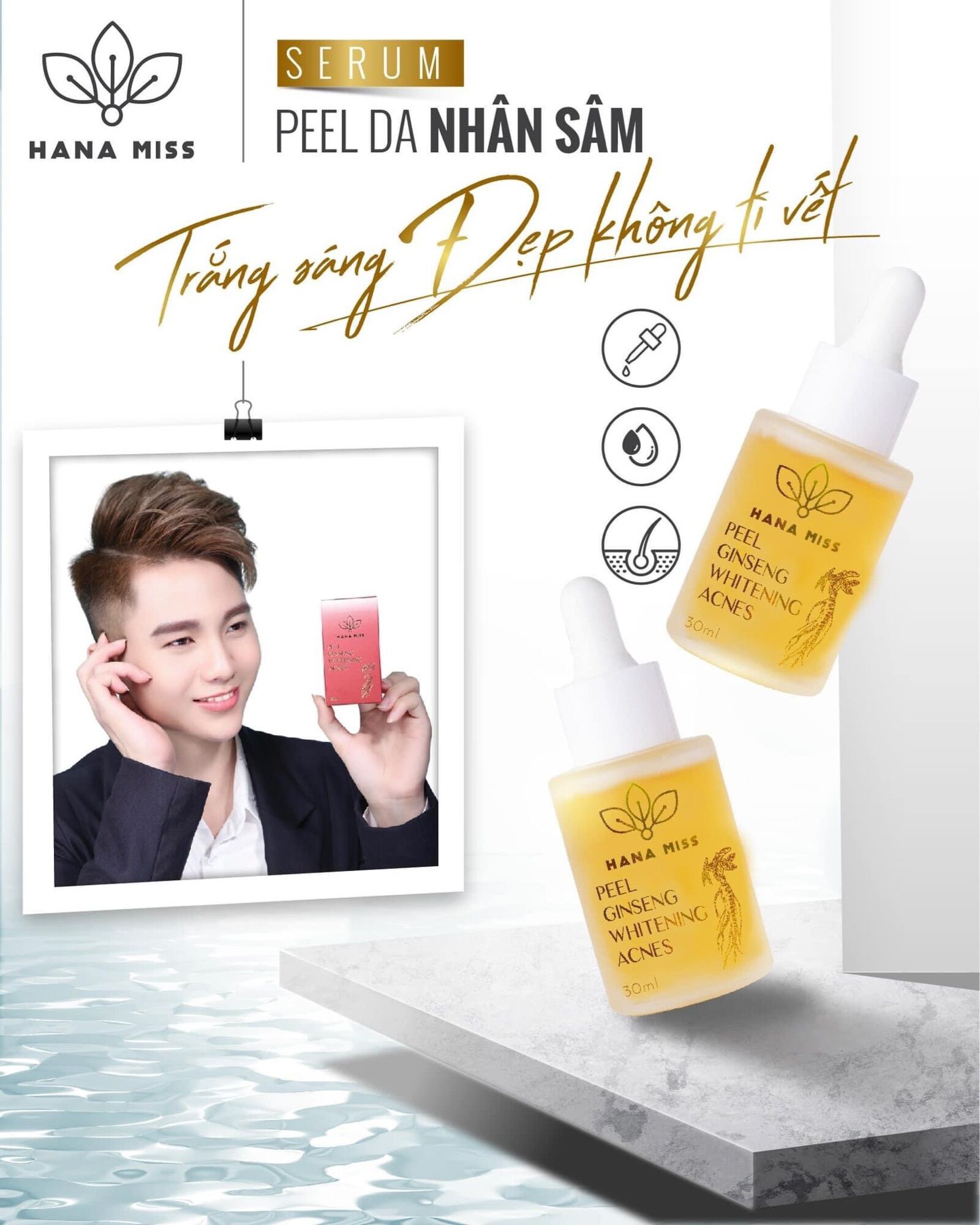 ( Tặng 2 Mặt Nạ Dưỡng Da)Serum Peel Nhân Sâm PEEL GINSENG WHITENING ACNES