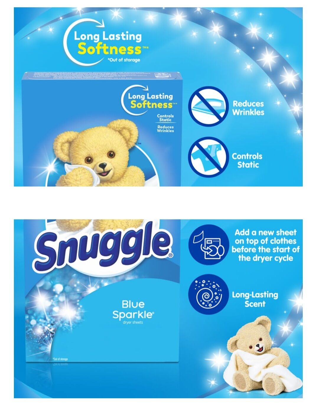 Giấy thơm SNUGGLE BLUE SPARKLE - ORIGINAL ( 200 tờ ) - Hàng Mỹ.