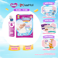 [Từ 22-23 tặng QUÀ TO-SLCH]Tã dán sơ sinh Bobby S80 mới- Lõi nén thần kỳ 3mm