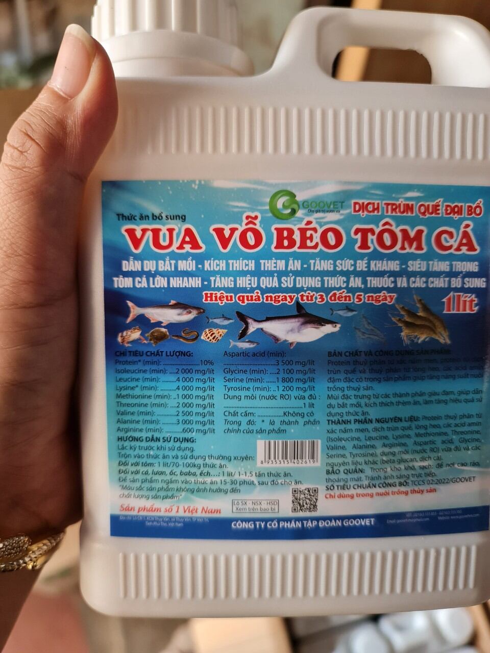 Vua vỗ béo tôm cá cao cấp từ dịch giun quế 1 lít