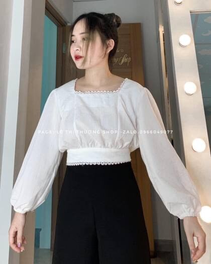ÁO KIỂU VOAN BO EO CỘT SAU