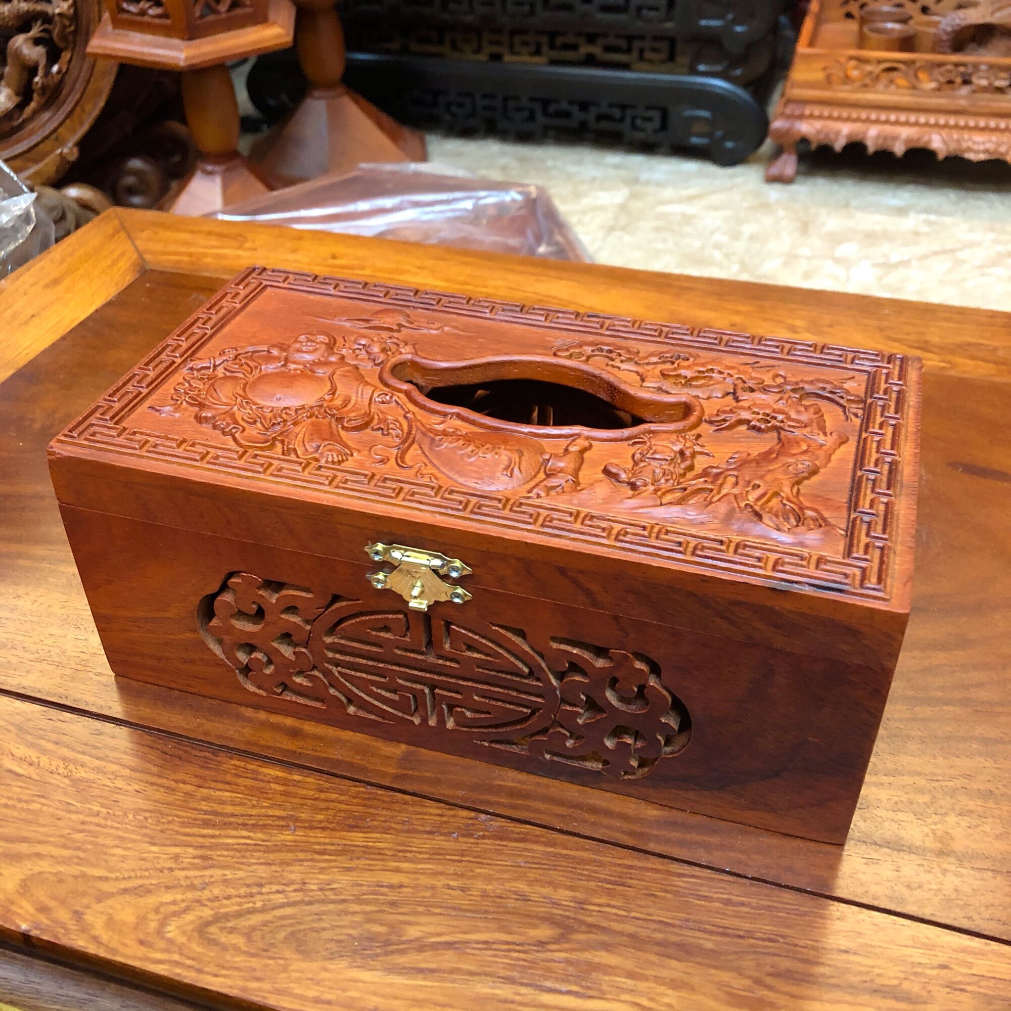Hộp Đựng khăn Giấy Cao Cấp Gỗ Hương Để Bàn