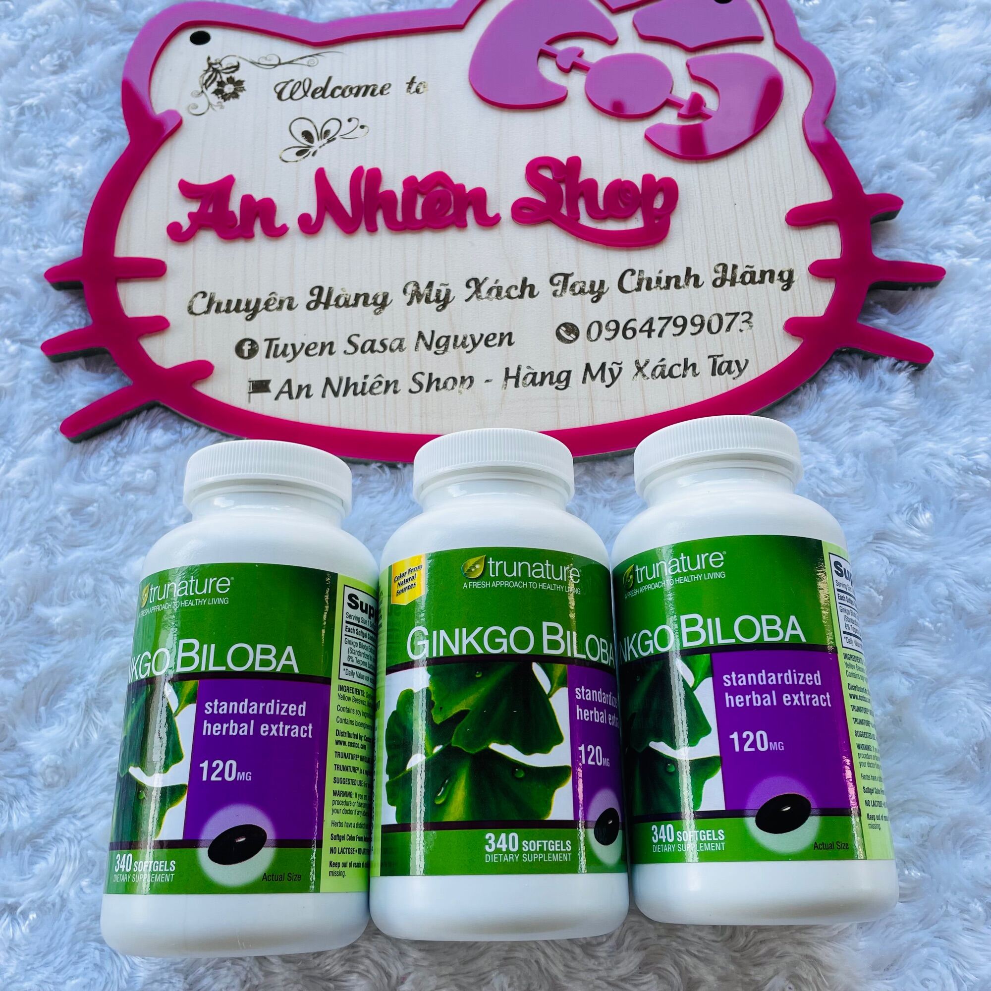 Viên uống bổ não Ginkgo Biloba 120mg With Vinpocetine Trunature Mỹ 340 viên  