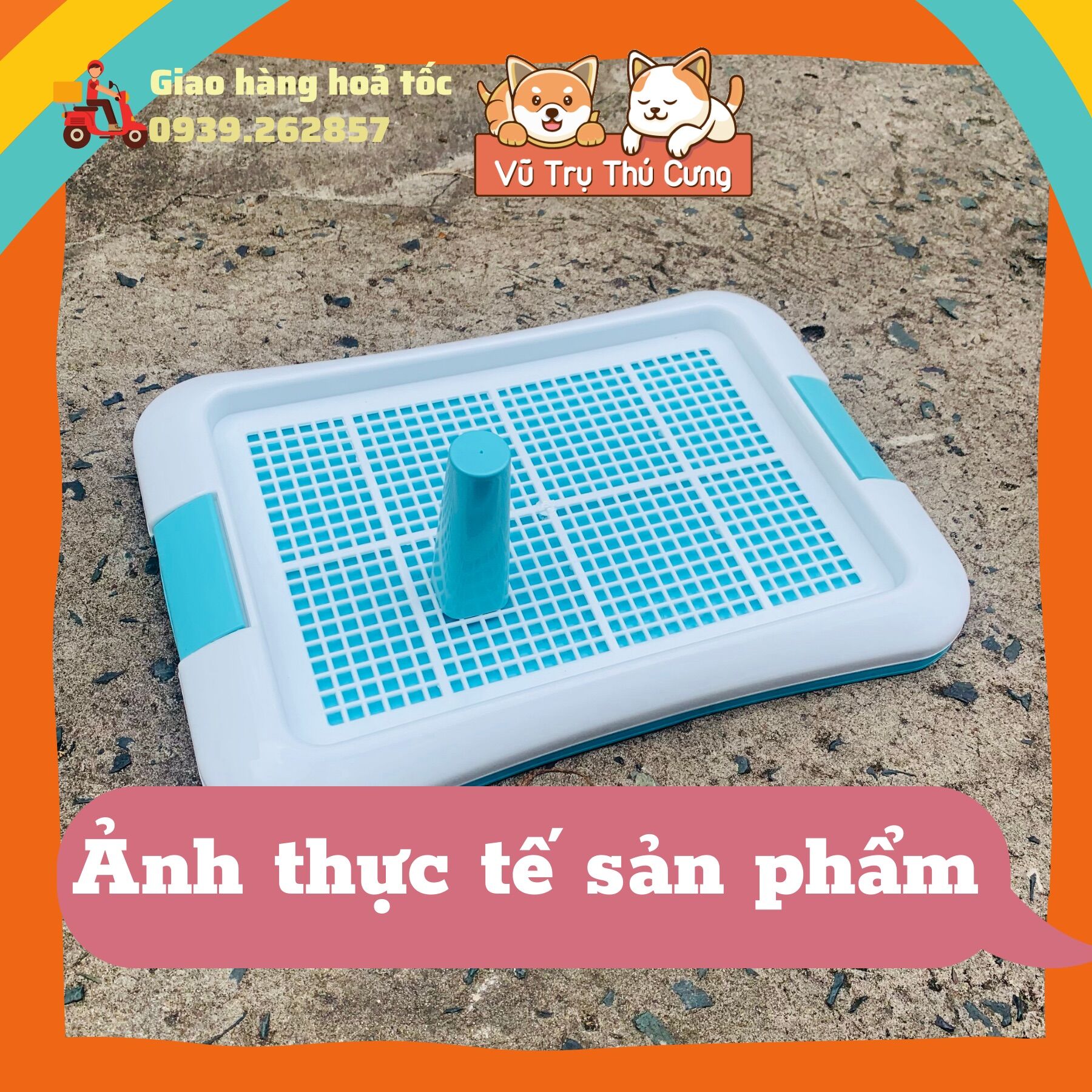 Khay vệ sinh cho chó có cọc tè, dễ dàng vệ sinh