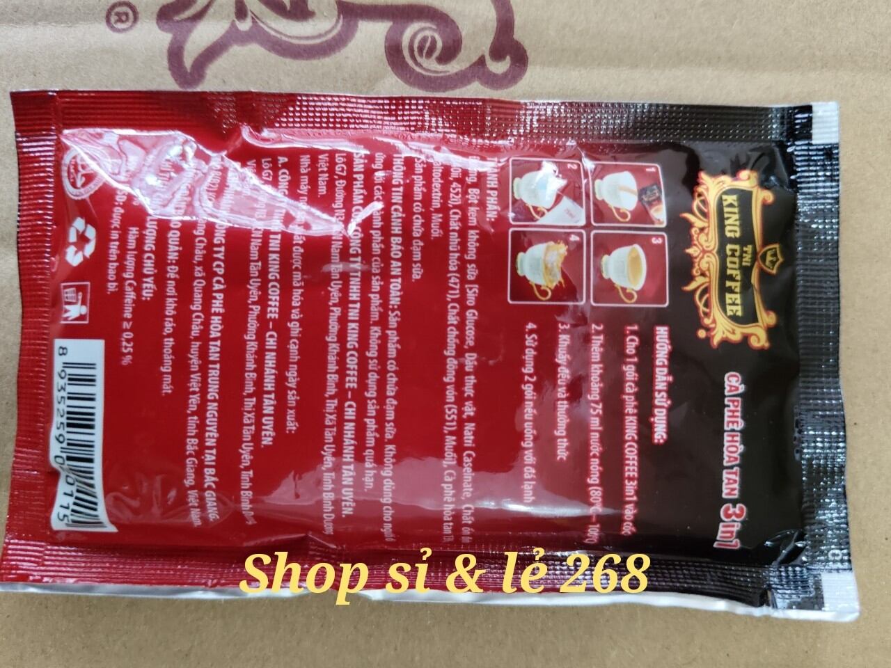 Cà phê sữa hòa tan King Coffee 45 gói × 16gram (720gr). Tặng 1 lon coffee ngẫu nhiên