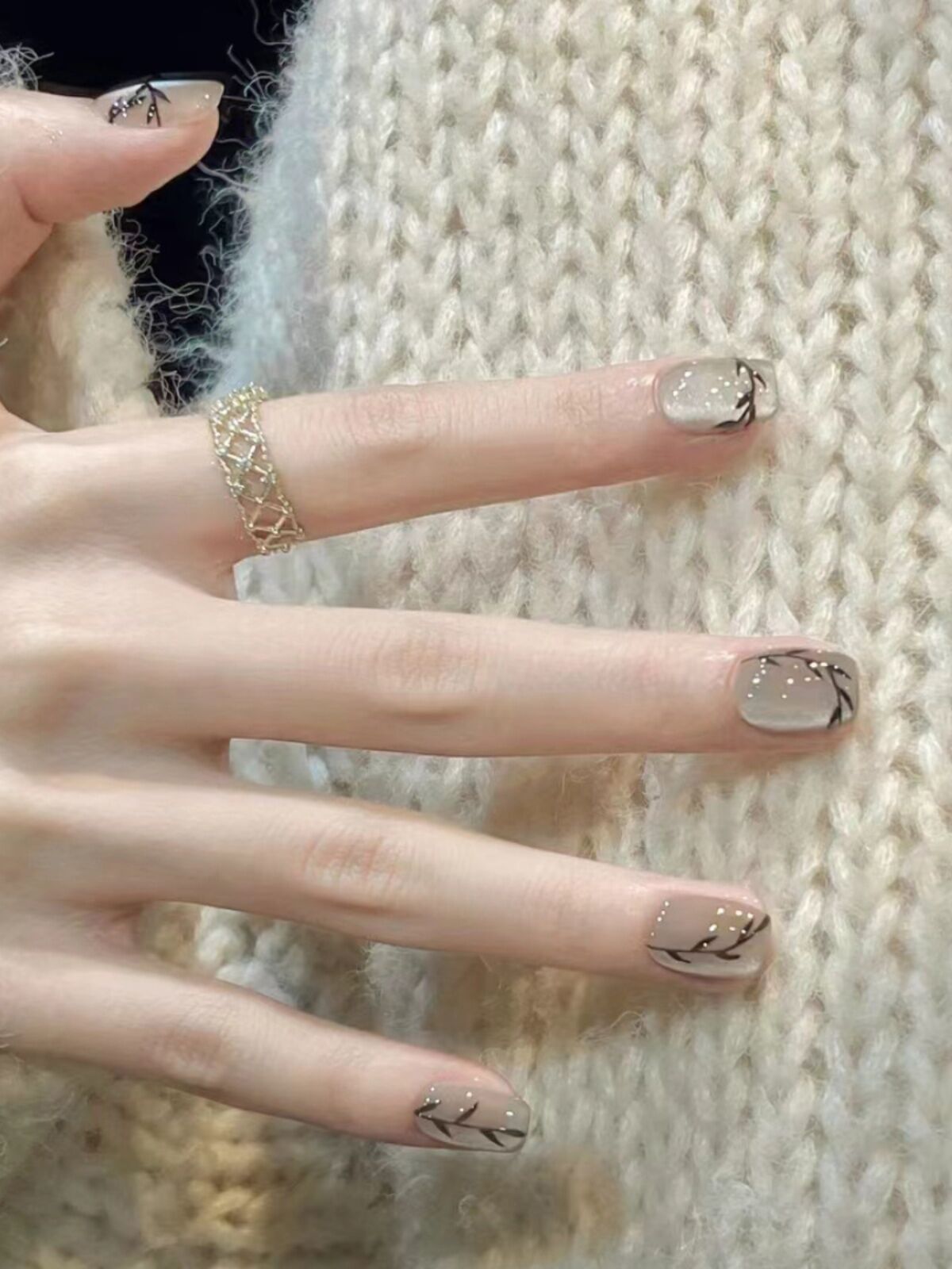 Nhựa Giả Móng Tay Màu Đen Lá Tre Mắt Mèo Nhựa Giả Móng Tay Ngắn Làm Trắng Móng Tay Cao Cấp Nhựa Giả 