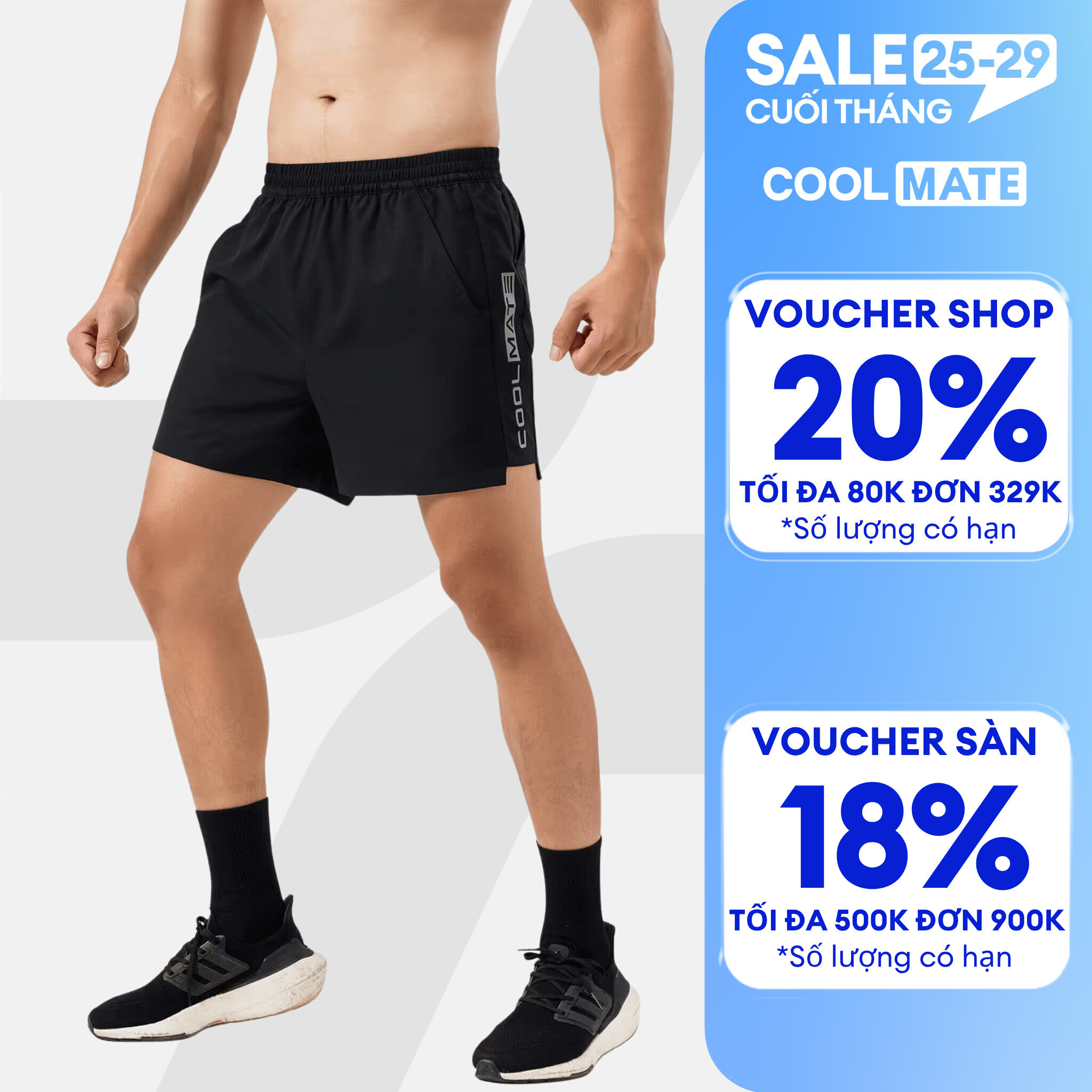 [GIÁ TỐT]Quần Shorts thể thao tập Gym 5" Essentials siêu thấm hút nhanh khô - Coolmate