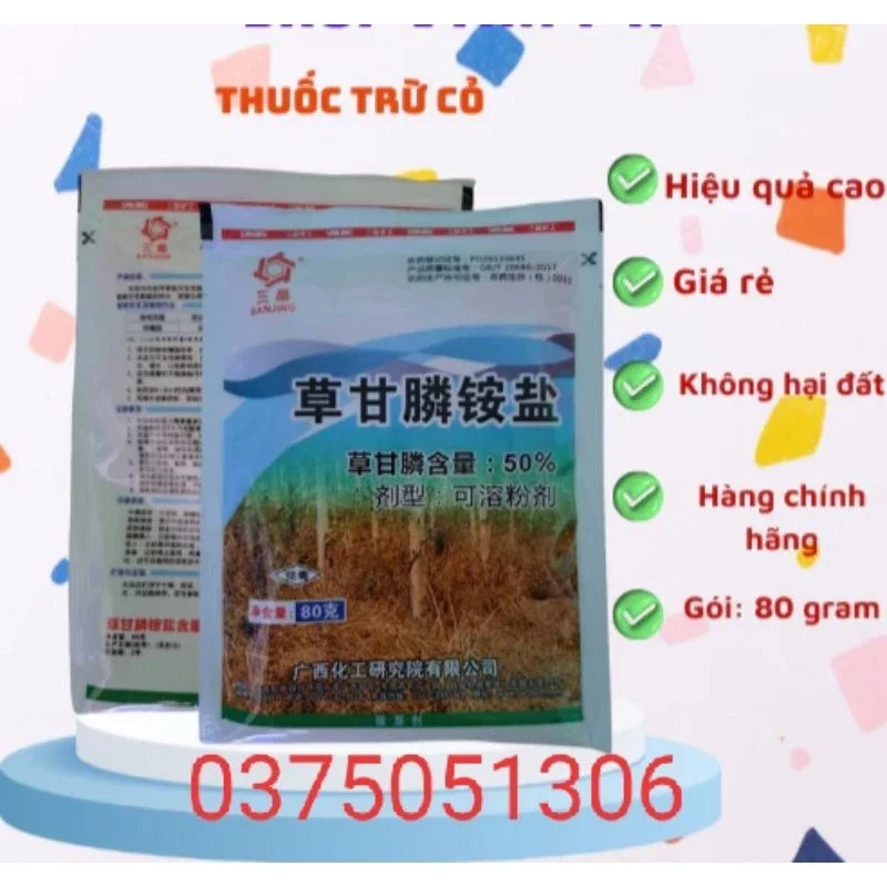 Thuốc Trừ Cỏ hoạt Chất Glyphosate Lưu Dẫn Mạnh Gói 80g ,Hàng Chất Lượng
