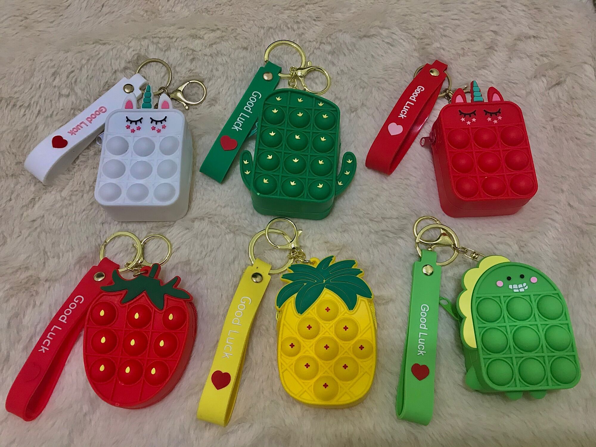 Móc khoá kèm ví pop it hình thú dễ thương/ ví pop it mini