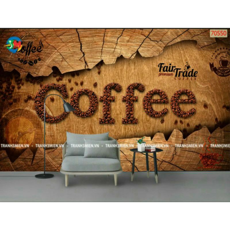 tranh 3d trang trí quán cafe có keo sẵn