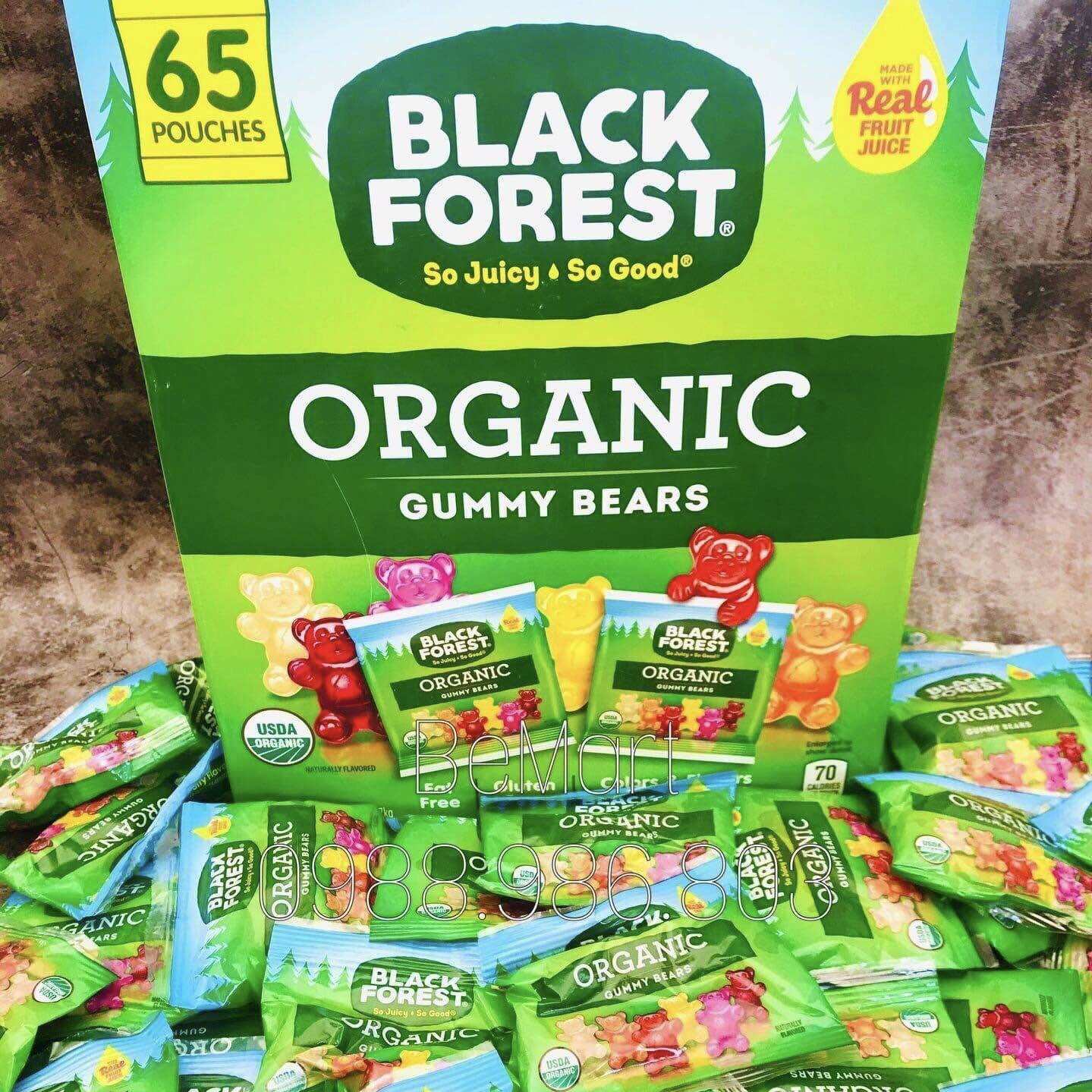 Kẹo dẻo Organic Black Forest Mỹ hình chú gấu dễ thương, kẹo mềm nhai, date xa
