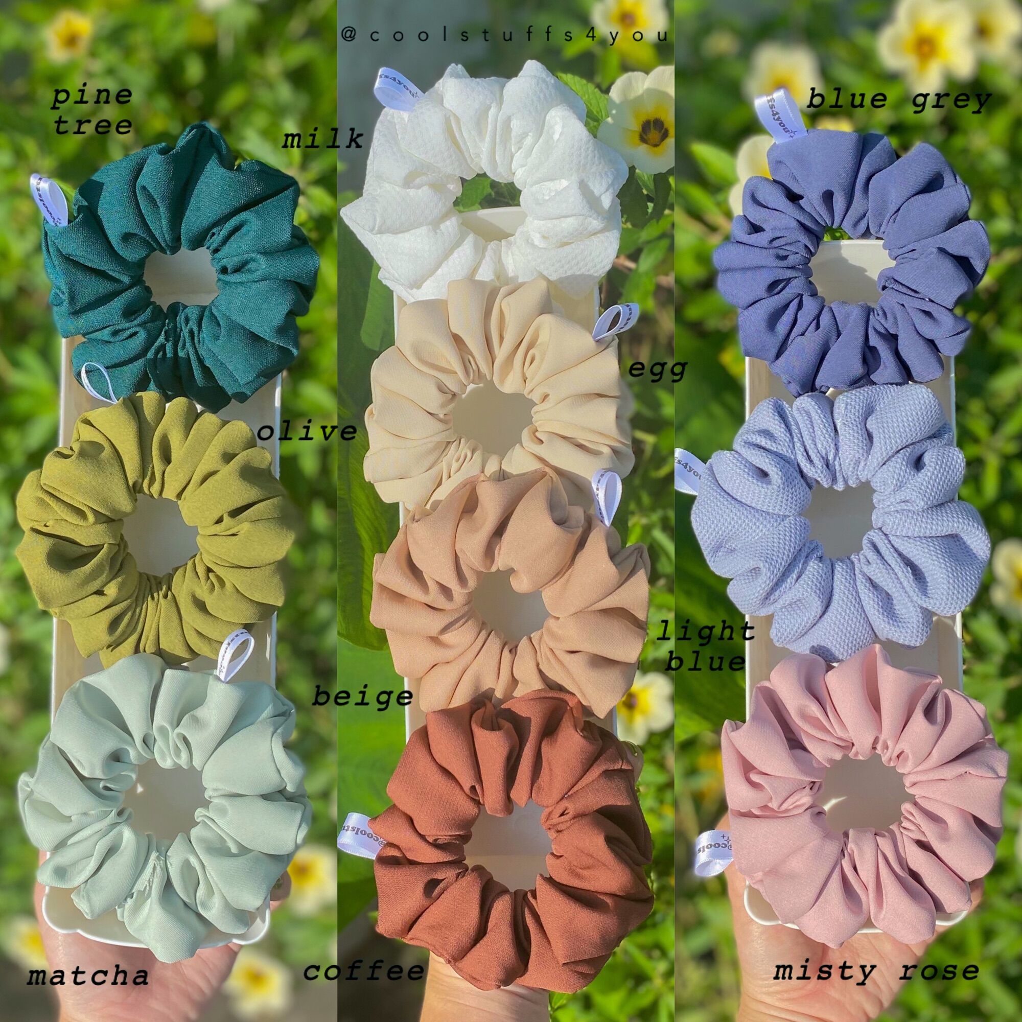 Buộc Tóc Scrunchies Màu Trơn Vải Dày Dặn Size Thường