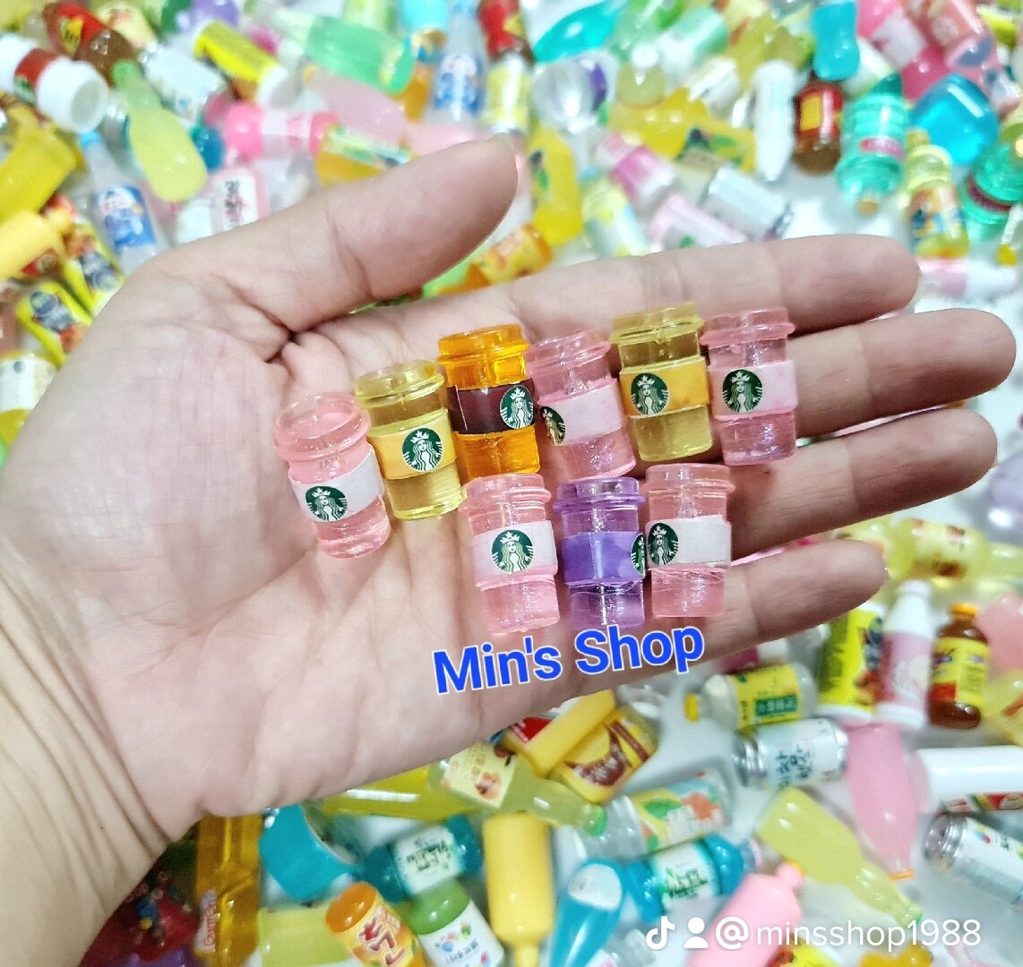 Set 100 charm hình chai nước nhiều loại dễ thương