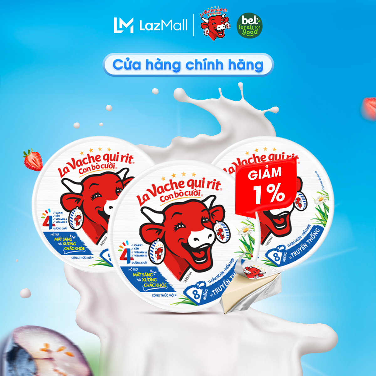 Combo 3 Phô mai con bò cười 8 miếng 112G