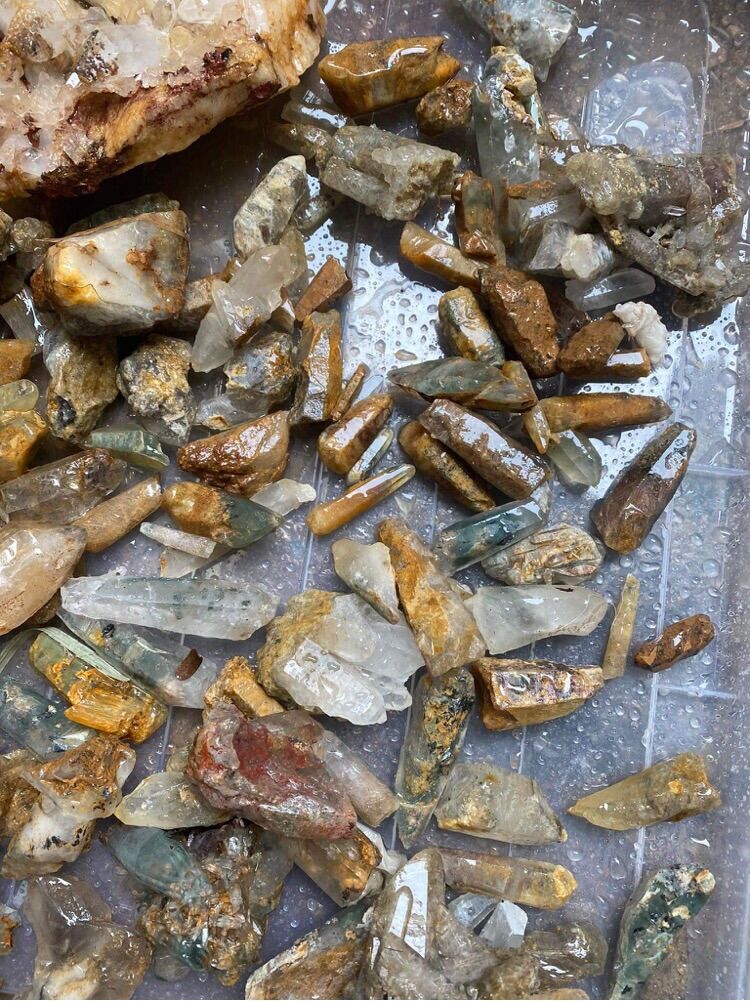 100gr Đá Thô Thạch Anh Tóc Vàng ; Tóc Đỏ; Tóc Bạch Kim; Tóc Xanh..