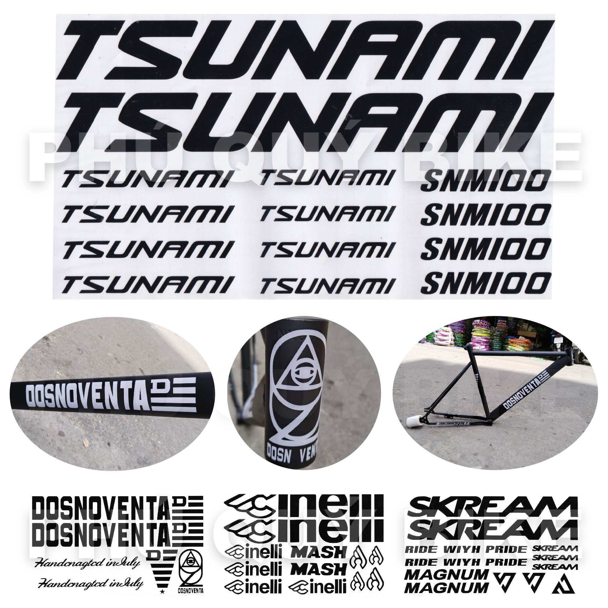 Tem DECAL Dán Sườn Xe Đạp FixedGear TSUNAMI SKREAM CINELLI DOSNOVENTA