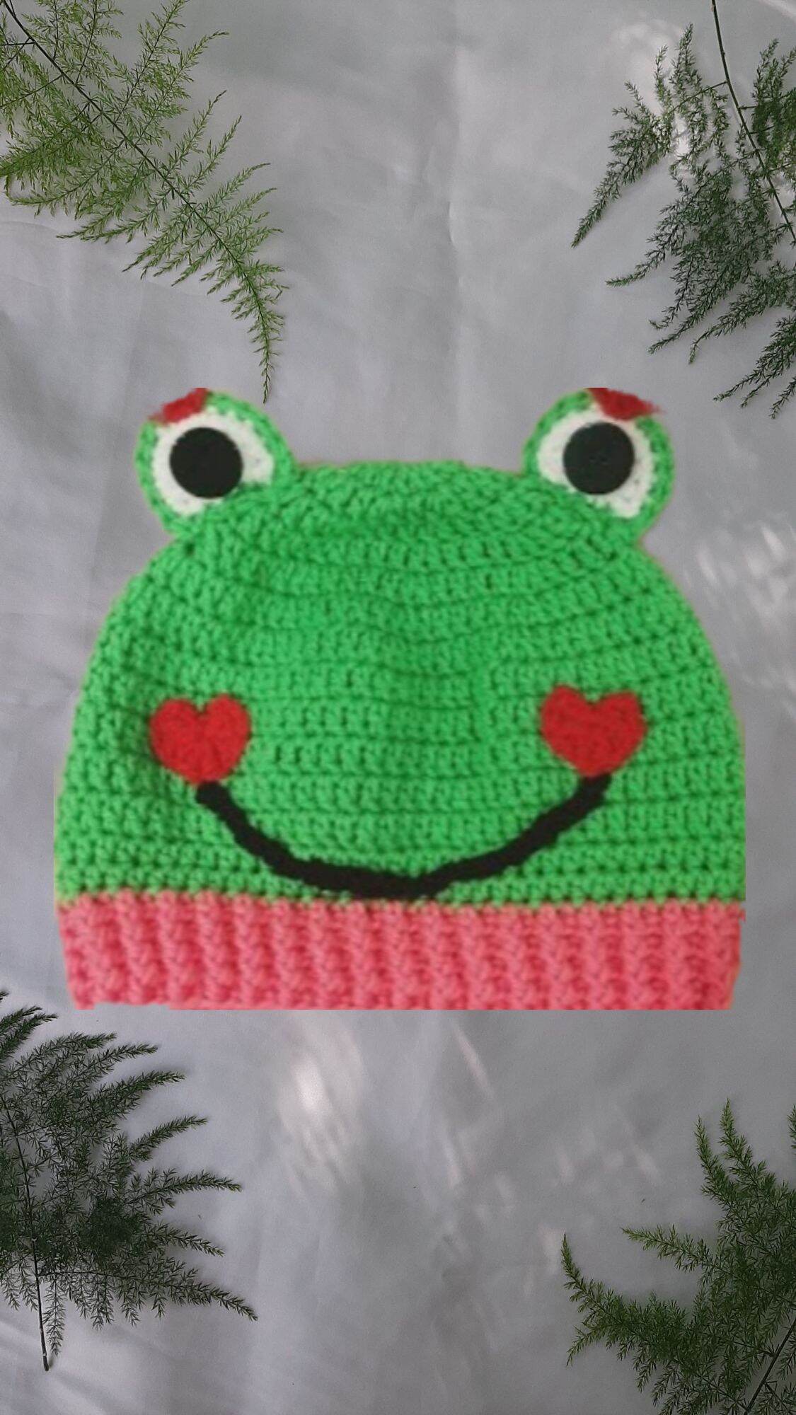 mũ len cho bé, mũ ếch ,nón len chú ếch cho bé, nón len cho bé