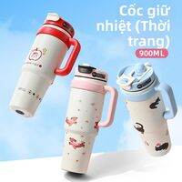 Cốc giữ nhiệt 900ML inox 316 cách nhiệt đôi có tay cầm nắp đậy dùng cho đồ uống nóng lạnh du lịch cà phê
