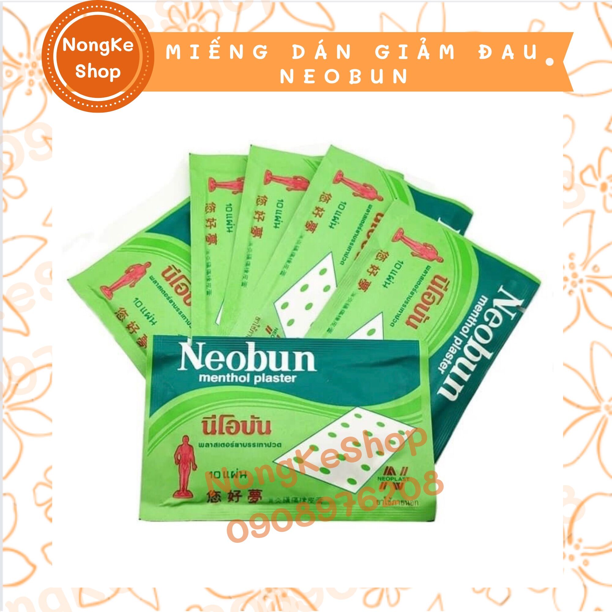 1 gói 10 miếng dán giảm đau neobun thái lan