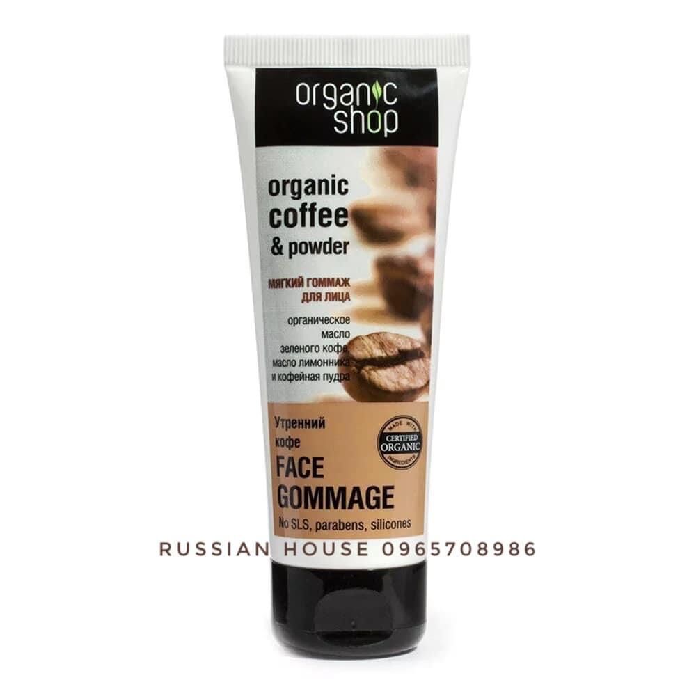 Tẩy da chết mặt cafe Organic Shop/75ml