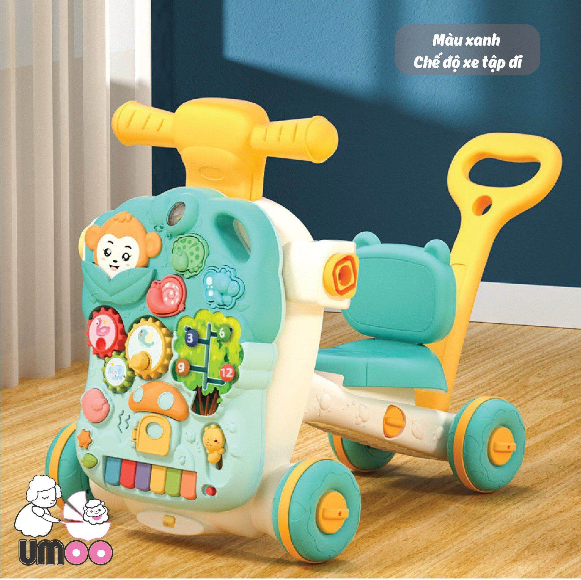 Xe chòi chân đa năng 4in1 Umoo, vừa xe chòi, xe đẩy, tập đi, bàn nhạc dùng cho bé từ 6 tháng