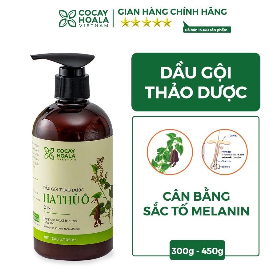 Dầu Gội Thảo Dược Hà Thủ Ô 2in1 Giảm Rụng Tóc Bạc Tóc Cocayhoala